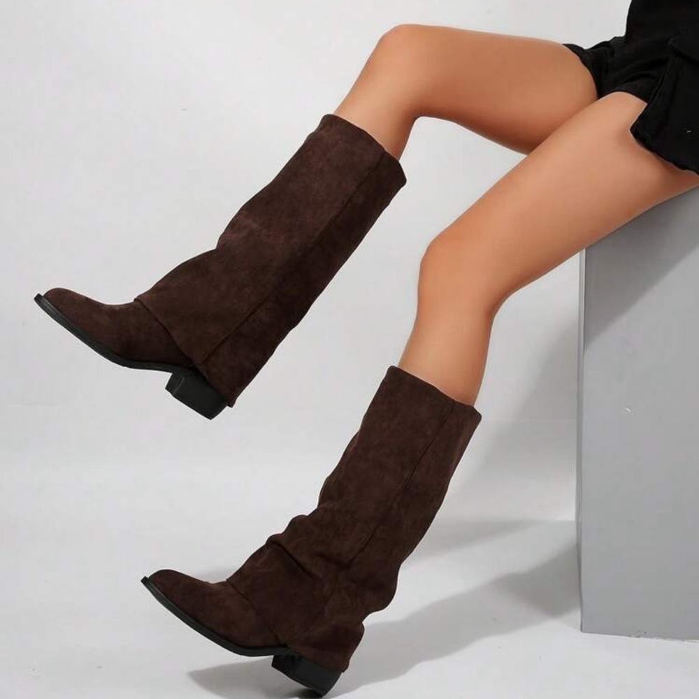 French Western Style Chunky Heel Pointed Toe For Women